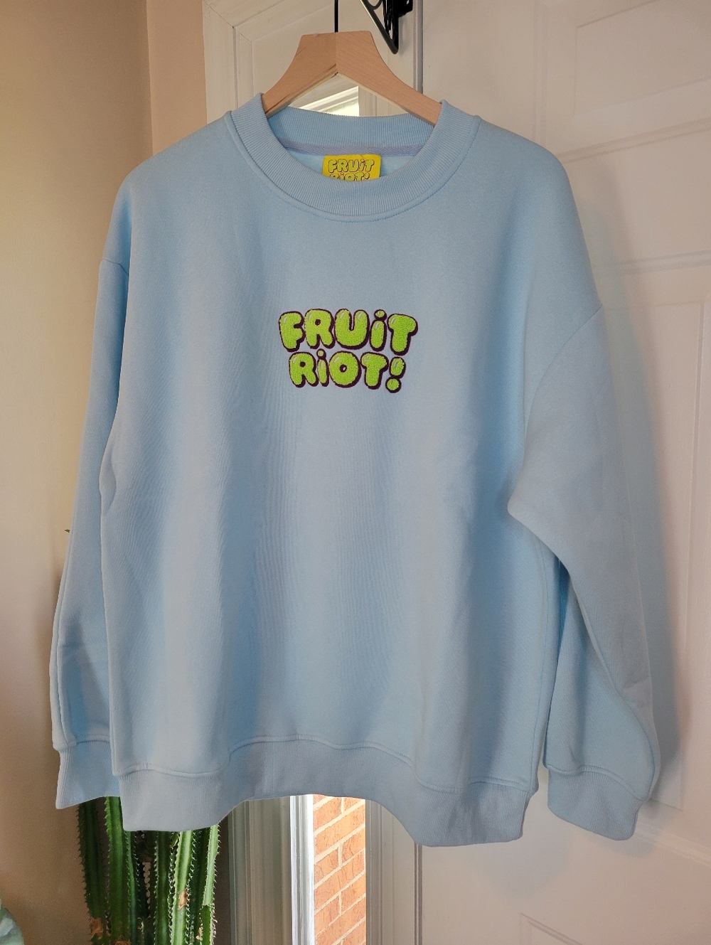 Fruit Riot "What The Fruit" Longsleeve Baby Blue Crewneck NEW, Size Unisex M/L
